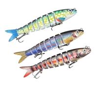 Ensemble de leurres articulés pour méné d'eau douce ou d'eau salée | 3 leurres rigides en ABS avec corps articulés et boîte de rangement organisée