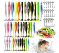 Ensemble de Leurres de Pêche 87 pièces Leurre Souple Leurre Peche Carnassier pour Barracuda avec Têtes Plombées et Accessoires de Pêche Kit de Leurres en Plastique Souple pour Bar Peche Carpe Truite
