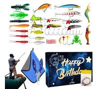 Ensemble de Leurres de Pêche | Coffret de Leurres de Pêche Réalistes | Appâts Festifs pour Pêcheur | pour Eau Salée/Douce, Poisson-Chat, Saumon, Doré, Bateau, Lac, Cadeau Papa, Pêcheur