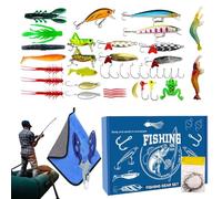 Ensemble de Leurres de Pêche - Coffret de Leurres de Pêche Réalistes,Appâts Festifs pour Pêcheur,pour Eau Douce Truite Marigane Poisson Chat Saumon Doré Jaune Hommes Papa