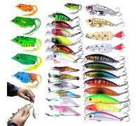 Ensemble de leurres de pêche, kit de leurres, Leurre d'appât d'eau salée, Appâts durs flottants à Paillettes pour Bar avec Crochet, appâts de Natation réalistes pour Eau Douce et salée en Plein air