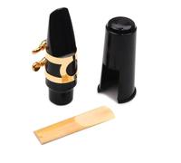 Ensemble de ligature et capuchon en métal pour saxophone ténor et clarinette avec vis réglable (Noir)