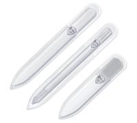 Ensemble de limes à ongles en verre tchèque véritable - Tampon brillant multifonctionnel, surface gravée à grain différent double face, manucure et pédicure, outil professionnel de soin des ongles