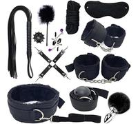 Ensemble De Linge De Lit De 12 PièCes, éQuipé De Bracelets RéGlables Et D'Accessoires De Jeu De RôLe - Cadeau De Couple - D-8 (Noir)