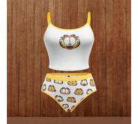Ensemble de lingerie chemisette à motif de dessin animé et culotte, tailles fortes 0XL,1XL,2XL,3XL,4XLTissu tricoté