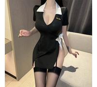 Ensemble de lingerie de rôle de tentation d'uniforme d'officier sexy SLettresPolyester,Tissu tricoté