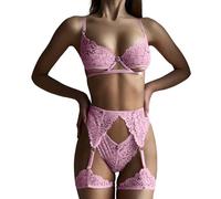 Ensemble de Lingerie Femme Babydoll sous-vêtements en Dentelle Bretelles Élastique Bondage sous-Vêtements Sexy Chaîne en Métal Ensembles Trois Pièces Lingerie Nuisette