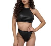 Ensemble de Lingerie Femme Hot Push Up Nuisettes Col V Nuisette Lingerie Brassière Jarretière Bretelles Bas pour Porte Robe Kimono Ensemble en Satin 2 Pièces (Black, M)