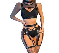 Ensemble de Lingerie Heavy Craft Soutien-gorge Sexy Sous-vêtements Dentelle Noire Panneau Creux Filet de Pêcheur Sous-vêtements Ensemble Lingerie Saint-Valentin, Noir , M