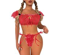 Ensemble De Lingerie Sexy Culotte Ouverte Sexy À L'Entre Jambe Mignon Jeunes Dames Haut en Dentelle Transparente Et String Filles sous Vêtements Voir À Travers Deux Pièces Ensemble Lingerie String