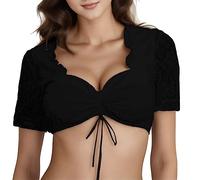 Ensemble de lingerie sexy pour la fête de la bière - Chemisier en dentelle Dirndl pour femme - Noir - Petite taille, Noir , XXL