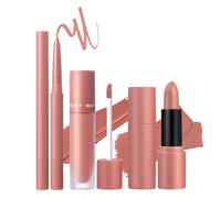 : Ensemble de liquide et de crayons pour - Collection de couleurs pour velours mat de 6 pièces, 3 crayons pour longue durée | Kit de maquillage naturel anti-bavures