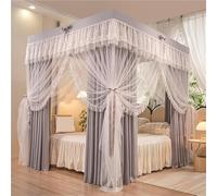 Ensemble De Lit à Baldaquin élégant à 4 Colonnes avec Cadre en Fer, Rideaux Moustiquaires Princesse pour Lits Doubles, Queen Et King - Design Double Drapé De Gray W59 x L78.7in