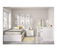 Ensemble de lit adulte avec 1 tiroir 90x190 cm + table de nuit avec 2 tiroirs + meuble de bureau avec 1 tiroir coloris blanc, chêne naturel Blanc G