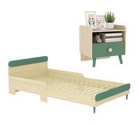 Ensemble de lit pour enfants et table de chevet pour enfants - AIYAPLAY - MDF et bois de pin - 194,8 x 103 x 60,5 cm -vert