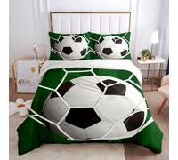 Ensemble De Literie 3 Pièces King Size 220X240Cm Housse De Couette Et 2 Taies d'oreiller 3D Thème Créatif De Football Vert Print Doux Couverture De Lit Microfibre avec Fermeture À Glissière