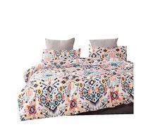 Ensemble de literie 3 Pièces Parure de Lit Mandala Bohême Rose Ethnique Style Imprimé Housse de Couette et 200X220 +Taies d'oreiller 80X80 CM (Blanc)