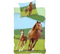 Ensemble De Literie Avec Cheval Et Poulain 2 Pièces 135x200 Cm (80x80 Cm)