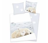 Ensemble De Literie Avec Ours Polaire 135 X 200 Cm 80 X 80 Cm 100% Coton
