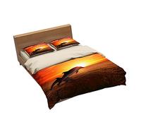 Ensemble De Literie Dauphins Et Tortues 1 Housse De Couette + 2 Taie D'oreiller 100% Microfibre (Mer 07,220x240cm(1.8M/2MBed))