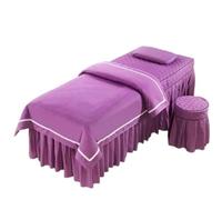 Ensemble de literie de salon de beauté 4 pièces/ensemble jupe de lit de spa de massage doux for la peau + housse de tabouret + taie d'oreiller + housse de couette couvre-lits(PURPLE,185x70cm)