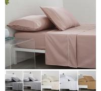 Ensemble de literie en satin, 100 % coton égyptien, densité de fils 300, nude, pour lits de dimensions 180 x 190/200 cm. Contenu : drap plat, 2 taies d'oreiller et drap housse, 100 % coton égyptien