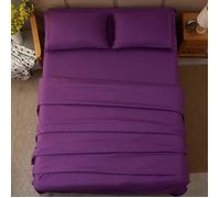 Ensemble De Literie Fibre 4 Pièces Housse de Couette Sommier Drap-Housse Taie d'Oreiller de Luxe Parure de Lit Literie Accessoires