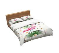 Ensemble De Literie Flamingo, Paon Et Hibou 1 Housse De Couette + 2 Taie D'oreiller 100% Microfibre (Oiseau 04,140x200cm(1.2MBed))