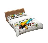 Ensemble De Literie Flamingo, Paon Et Hibou 1 Housse De Couette + 2 Taie D'oreiller 100% Microfibre (Oiseau 09,200x200cm(1.5M/1.8MBed))