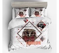 Ensemble De Literie Flamingo, Paon Et Hibou 1 Housse De Couette + 2 Taie D'oreiller 100% Microfibre (Oiseau 12,220x240cm(1.8M/2MBed))