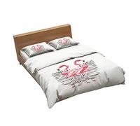 Ensemble De Literie Flamingo, Paon Et Hibou 1 Housse De Couette + 2 Taie D'oreiller 100% Microfibre (Oiseau 05,200x200cm(1.5M/1.8MBed))