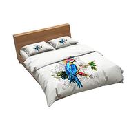 Ensemble De Literie Flamingo, Paon Et Hibou 1 Housse De Couette + 2 Taie D'oreiller 100% Microfibre (Oiseau 08,140x200cm(1.2MBed))