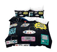 Ensemble de Literie Imprimé Creative Gamer 2/3 Pièces Housse de Couette 3D Gamepad Taie d'oreiller Parure de Lit pour Contrôleur de Jeu Vidéo pour Enfants Adolescents Garçons (Noir 3, 200_x_200_cm)