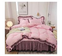 Ensemble de Literie Parure de lit luxe princesse noire Kawaii, jupe , drap, taie d'oreiller, housse couette for fille tendance, 4 pièces, décoration la maison de couettes(Blue,For 2.0m bed 4pcs)