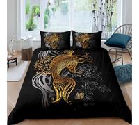 Ensemble De Literie Poisson Rouge Pour Filles Et Gar?Ons, Housse De Couette En Forme De Poisson Dor¿¿, Housse De Couette D¿¿Corative De Style Chinois, Motif Floral Flo