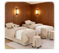 Ensemble de literie pour Salon de beauté, linge de lit épais, draps, couvre-lit, Fumigation, Massage, Spa, taie d'oreiller, housse de couette, 4 pièces Beige Square bedside 185 * 80cm(72.8 * 31.5in）