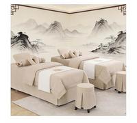 Ensemble de literie pour Salon de beauté, linge de lit épais, draps, couvre-lit, Fumigation, Massage, Spa, taie d'oreiller, housse de couette, 4 pièces Beige Square bedside 185 * 80cm(72.8 * 31.5in）