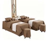 Ensemble de literie pour Salon de beauté, linge de lit épais, draps, couvre-lit, Fumigation, Massage, Spa, taie d'oreiller, housse de couette, 4 pièce Dark Brown Square bedside 190*75cm (74.8*29.5in)