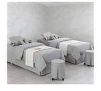 Ensemble de literie pour Salon de beauté, linge de lit épais, draps, couvre-lit, Fumigation, Massage, Spa, taie d'oreiller, housse de couette, 4 pièces gris. Square bedside 190 * 80cm (74.8 * 31.5in)