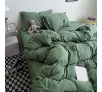 Ensemble de Literie Quatre Pièces, Housse Zippée Grise, Taie d'oreiller, Drap, Ensemble de Chapeaux 1,8 X 2,2 Cm, Garçons - Couleur Unie Solid Color Matcha Green 1.5 Meters Bed