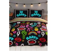 Ensemble de literie - RAPPORT - Être heureux néon - Double housse de couette - Multicolore - 200x200cm