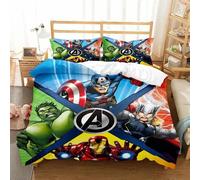 Ensemble de literie super-héros cool pour garçons et adolescents, housse de couette et taie d'oreiller style bande dessinée A-Avengers, grand cadeau de décoration pour chambre à coucher z1
