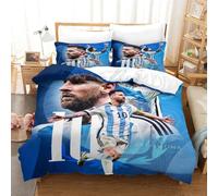 Ensemble de literie tanzhenning Lionel Messi Imprimé 3D Housse de couette et taie d'oreiller Single (140x200cm) en microfibre, toutes saisons, lavable en machine, unisex, 1 unité