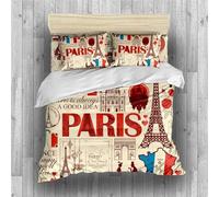 Ensemble de literie Tour Eiffel, Monument de Paris, décoration créative de Chambre à Coucher avec Graffiti Drapeau français, Housse de Couette Drapeau France