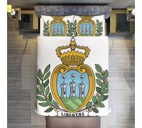 Ensemble De Literie Trois Pièces République De Saint-Marin Drapeau National Parure De Lit Douce Respirante Pour Maison Hôtel Housse Couette Avec Fermeture Éclair Cachée Cadeau Patriotique Famille Amis