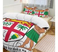 Ensemble De Literie Trois Pièces République des Fidji Drapeau National Parure De Lit Douce Respirante pour Maison Et Hôtel Housse Couette avec Fermeture Éclair Cachée Cadeau Patriotique Famille Amis