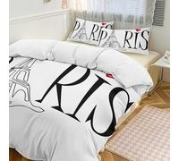 Ensemble De Literie Trois Pièces Tour Eiffel Drapeau National Parure De Lit Douce Respirante pour Maison Et Hôtel Housse Couette avec Fermeture Éclair Cachée Cadeau Patriotique pour Famille Et Amis