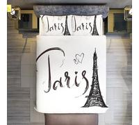 Ensemble De Literie Trois Pièces Tour Eiffel Drapeau National Parure De Lit Douce Respirante pour Maison Et Hôtel Housse Couette avec Fermeture Éclair Cachée Cadeau Patriotique pour Famille Et Amis