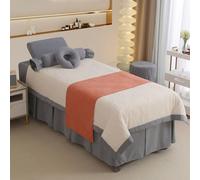 Ensemble de litière de salon de beauté 4pcs, ensembles de feuilles de spa de massage de fumigation ， Four Seasons Universal Multi-Oriend Set gris Square bedside 185 * 70cm (72.8 * 31.5in）