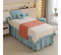 Ensemble de litière de salon de beauté 4pcs, ensembles de feuilles de spa de massage de fumigation ， Four Seasons Universal Multi-Oriend Set Mint green Square bedside 190 * 80cm (74.8 * 31.5in)
